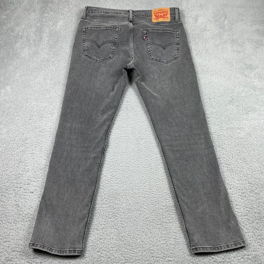 Levis 511 Slim Fit Jeans Mens 34x30 (Fits 34x29) Gray Denim Stretch Classic